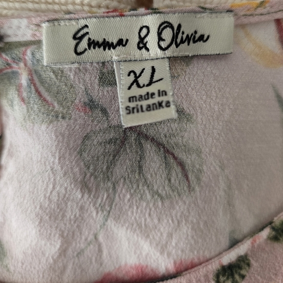 Emma & Olivia Floral Top Blouse Women's XL Tiered Sleeves Poppy Rose - Picture 11 of 11